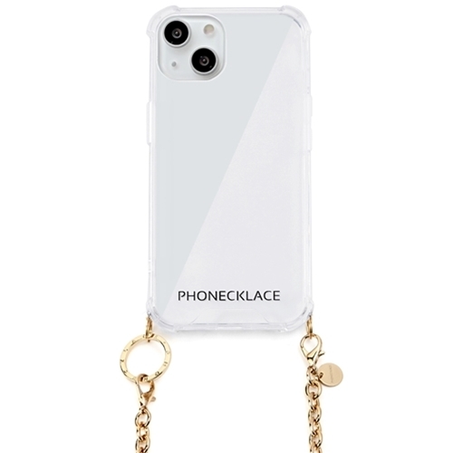 まとめ得 PHONECKLACE チェーンショルダーストラップ付きクリアケース for iPhone 13 ゴールド PN21590i13GD x [2個] /l