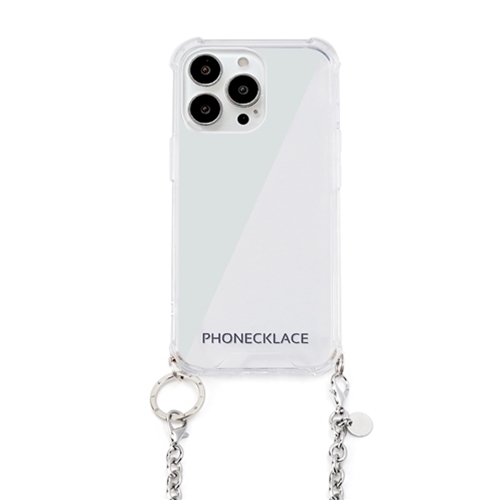 まとめ得 PHONECKLACE チェーンショルダーストラップ付きクリアケース for iPhone 13 Pro シルバー PN21601i13PSV x [2個] /l