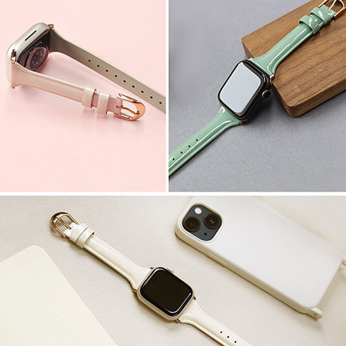 まとめ得 WEARPLANET Slim Line 本革 エナメルバンド for Apple Watch 41/40/38mm ガーネットブラウン WP23098AWBR x [2個] /l_画像5