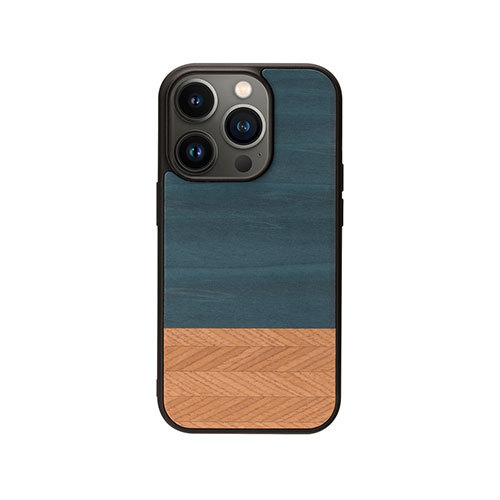 まとめ得 Man & Wood 天然木ケース for iPhone 14 Pro Denim 背面カバー型 I23633i14P x [2個] /l
