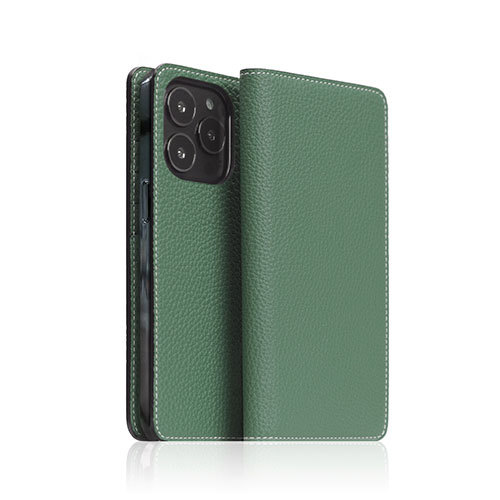 SLG Design Hybrid Grain Leather Diary Case for iPhone 14 Pro Sea Green 手帳型 SD24317i14PGR /l