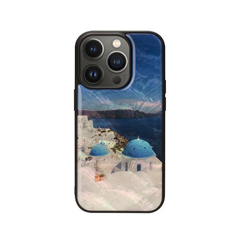 まとめ得 ikins 天然貝ケース for iPhone 14 Pro サントリーニ島 背面カバー型 I23587i14P x [2個] /l