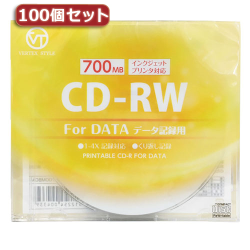 100 piece set VERTEX CD-RW(Data) repetition record for 700MB 1-4 speed 1P ink-jet printer correspondence ( white ) 1CDRWD.700MBCAX100 /l