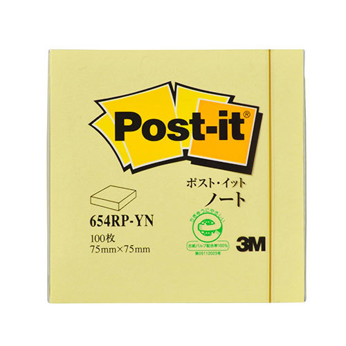 【20個セット】 3M Post-it ポストイット 再生紙 ノート イエロー 3M-654RP-YNX20 /l