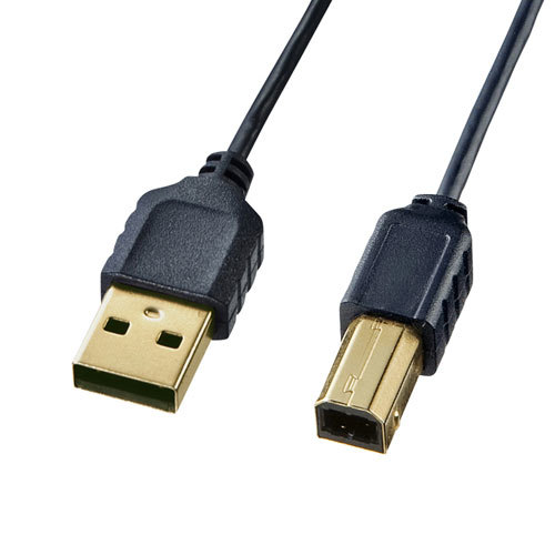 まとめ得 【5個セット】 サンワサプライ 極細USBケーブル (USB2.0 A-Bタイプ) 1m ブラック KU20-SL10BKKX5 x [2個] /l_画像1