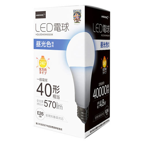 まとめ得 【10個セット】 HIDISC LED電球(一般電球40形相当) 昼光色 HDLED40W6500KX10 x [2個] /l