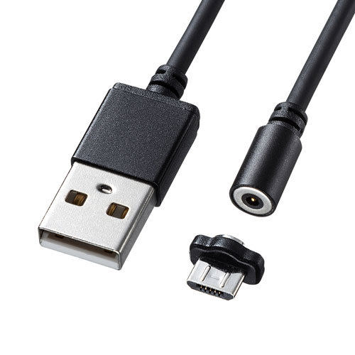 まとめ得 サンワサプライ 超小型Magnet脱着式microUSBケーブル 1m KU-CMG1 x [2個] /l_画像1