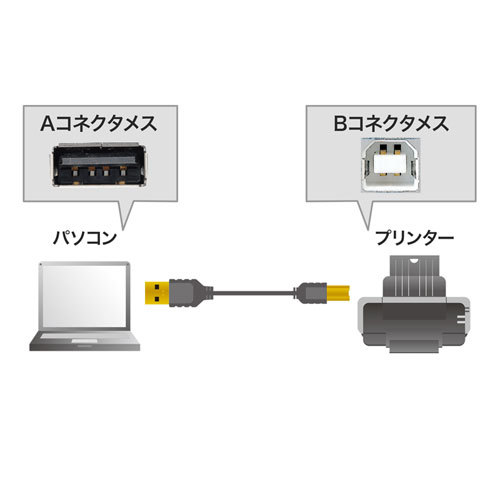 まとめ得 サンワサプライ 極細USBケーブル (USB2.0 A-Bタイプ) 0.5m ブラック KU20-SL05BKK x [2個] /l_画像2