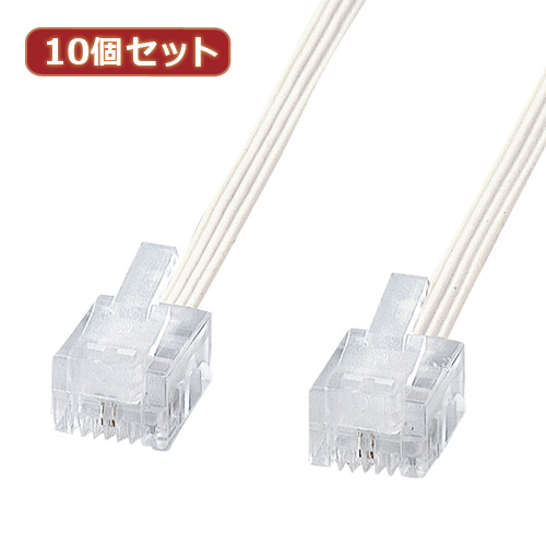 まとめ得 10個セット サンワサプライ やわらかスリムケーブル(白) TEL-S2-3N2 TEL-S2-3N2X10 x [2個] /l_画像1