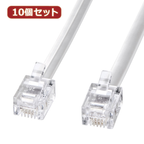 まとめ得 10個セット サンワサプライ モジュラーケーブル(白) TEL-N1-10N2 TEL-N1-10N2X10 x [2個] /l_画像1