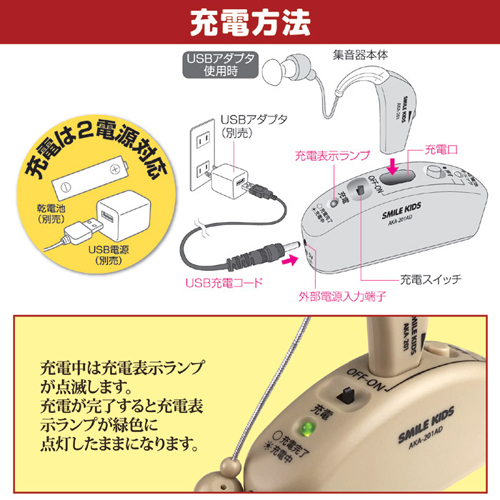 旭電機化成 充電式 耳かけ集音器 + アルカリ乾電池 単3形10本パックセット 811971+HDLR6/1.5V10P /l_画像3