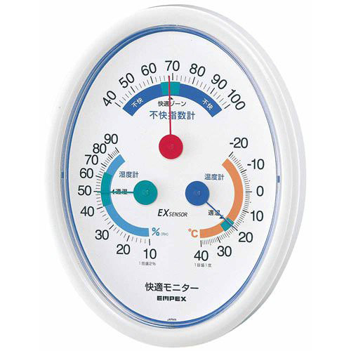 EMPEX 温度・湿度計 快適モニター(温度・湿度・不快指数計) 掛用 CM-6301 ホワイト /l_画像1