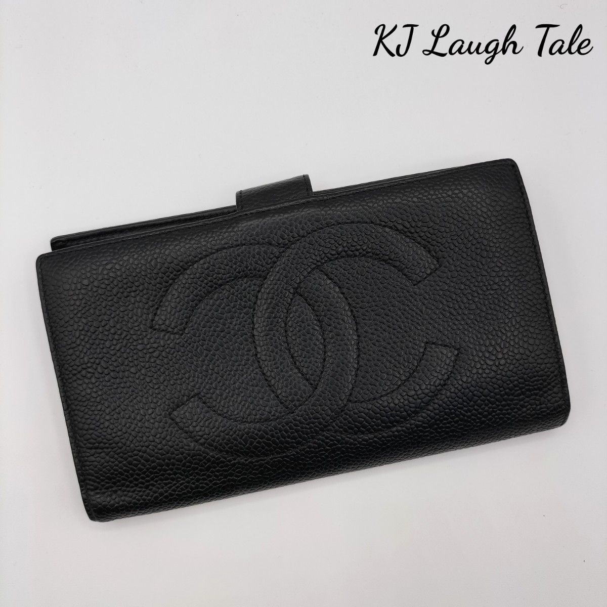 CHANEL シャネル キャビアスキン デカココ がま口 長財布 ブラック 美品 CHANEL シャネル キャビアスキン デカココ がま口 長財布 ブラック 美品