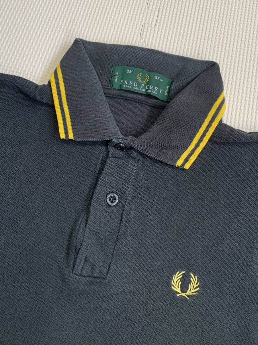 *FRED PERRY Fred Perry линия ввод рубашка-поло Англия производства 38 97cm