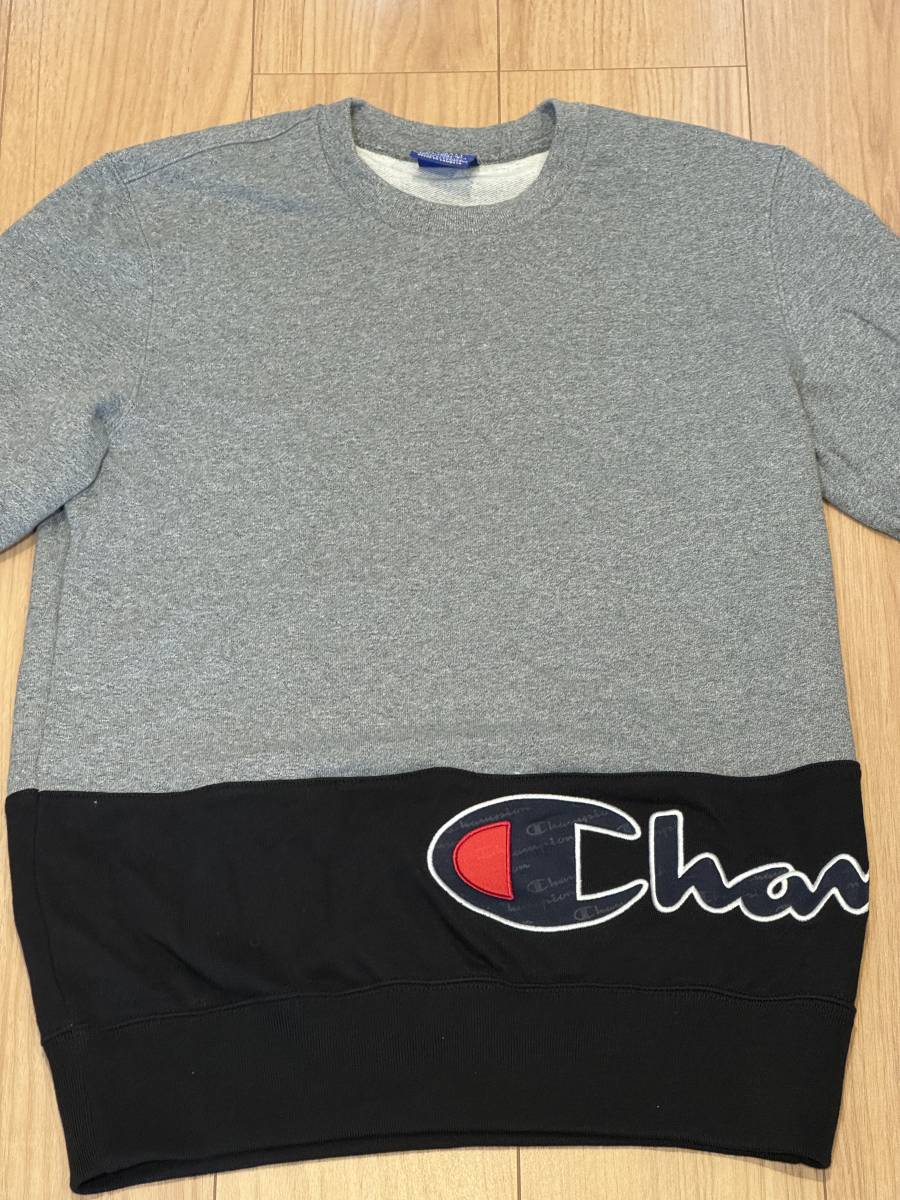 Champion チャンピオン クルーネックスウェットシャツ　グレー　ネイビー　バイカラー　XSサイズ　_画像2