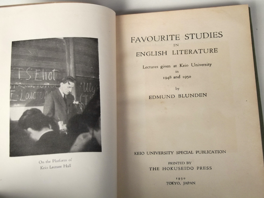 1950年 洋書 FAVOURITE STUDIES IN ENGLISH LITERATURE Edmund Blunden エドマンド・ブランデン 慶應義塾大学 講義録 英語 英文学 詩人_画像4