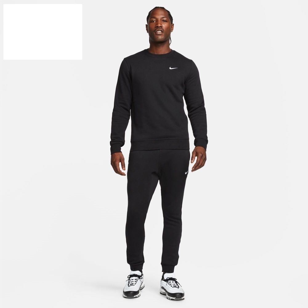 [M] NIKE SWOOSH CLUB CREW + CLUB FLC TPR CFF PT ブラック 裏起毛 スウェット セットアップ 上下 セット クルー ジョガー パンツ ナイキ_画像1