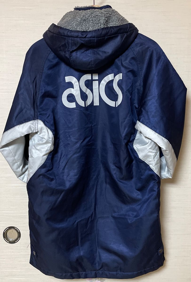 【中古品】asics アシック　ベンチコート  150 裏 ボア ネイビー