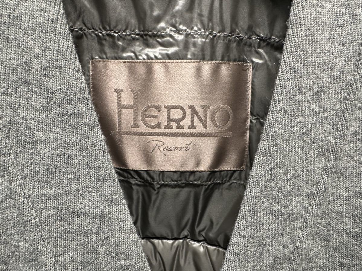 新品 50 HERNO Resort ダウン コンビカーディガン ヘルノリゾート ダウンジャケット 切替 ジャケット ブルゾン グレー_画像4