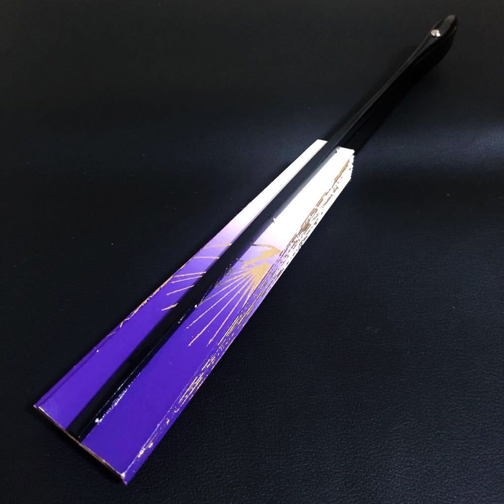 【大特価】高級扇子・黄金の松（紫・白グラデーション》約29cm舞扇/表裏同柄/極美品・【貴重】_画像6