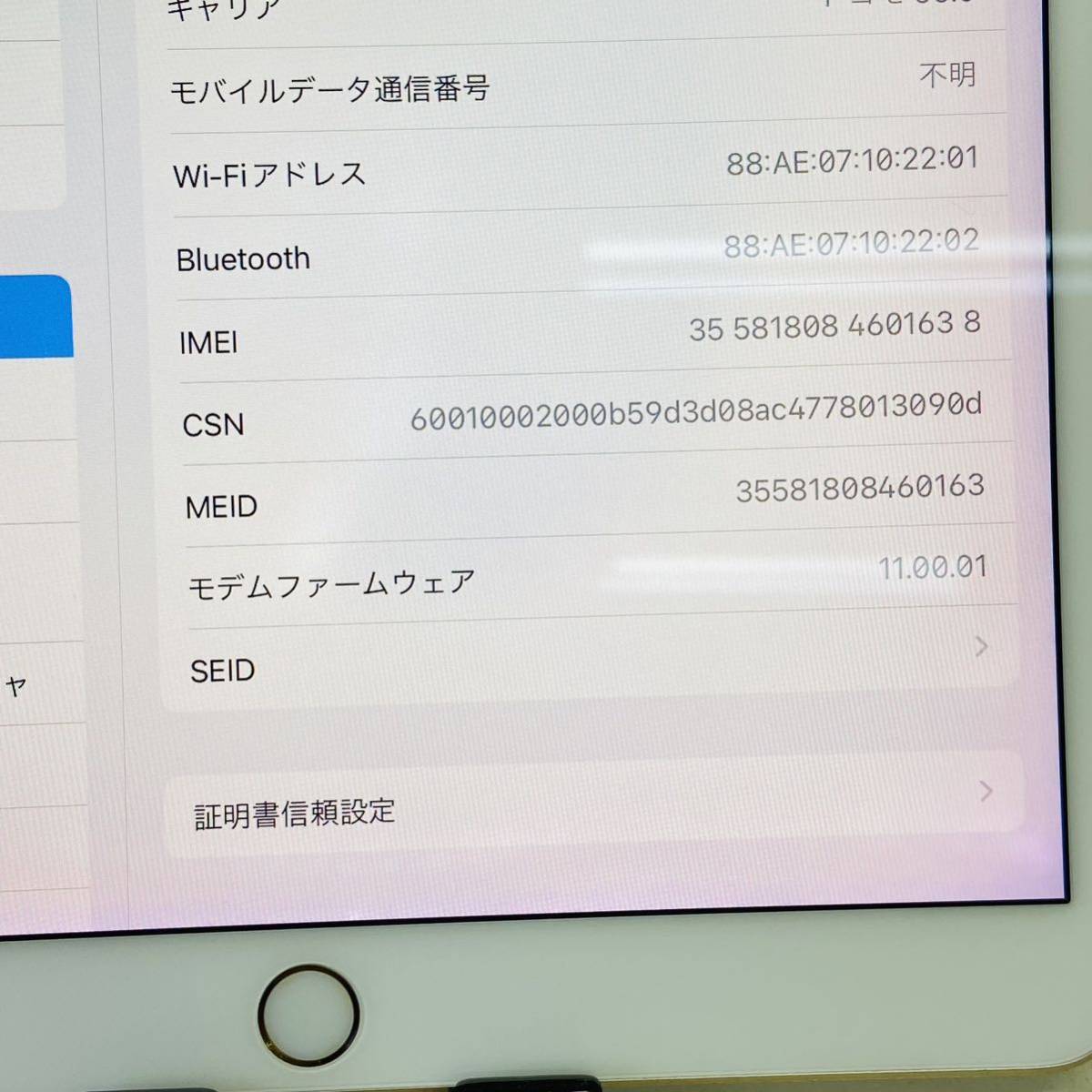 動作品　iPad Pro 10.5インチ MPHJ2J/A 256GB SB判定◯ SIMロックなし　本体のみ i15899 60サイズ発送_画像3