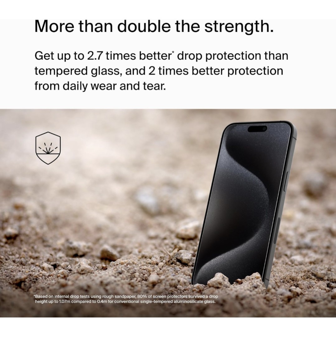511h2714　【Apple公認ガラスフィルム】Belkin iPhone 15 Pro Max用 UltraGlass 2保護ガラスフィルム 
