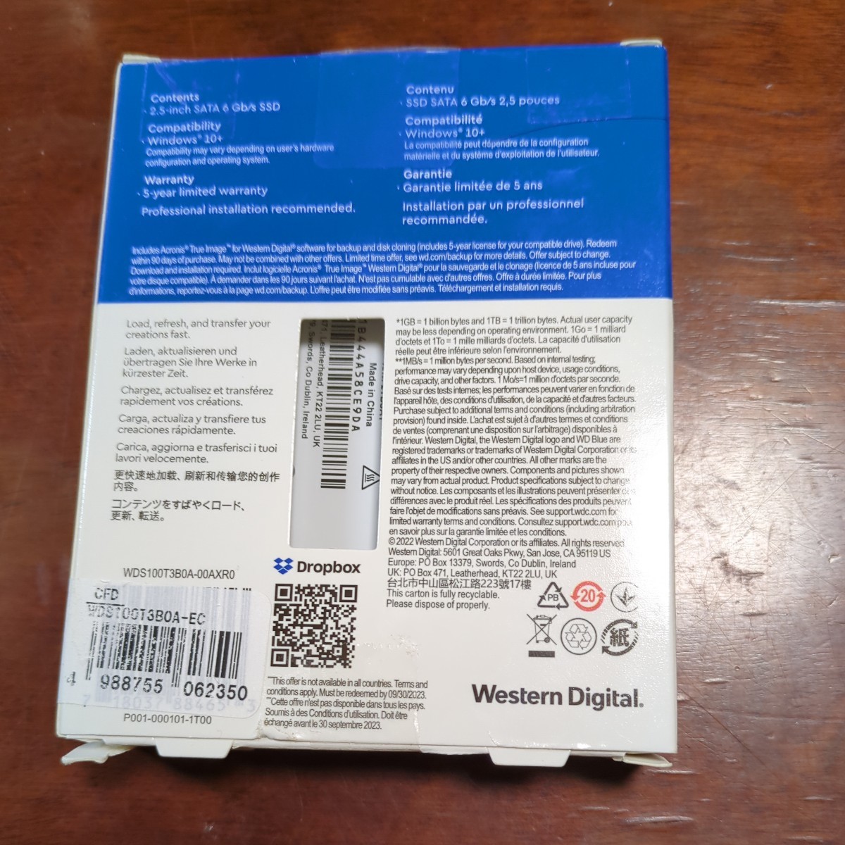 511h2723　Western Digital ウエスタンデジタル WD Blue SATA SSD 内蔵 1TB 2.5インチ (読取り最大 560MB/s 書込み最大 520MB/s) _画像4