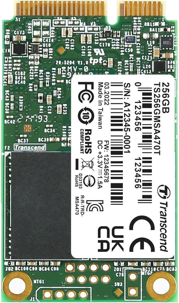 511p2807☆ トランセンドジャパン 業務用/産業用 組込向け mSATA SSD 256GB SATA3 6Gb/s [TBW:514TB] 3D TLC NAND/BiCS5 温度拡張品 高耐久_画像1