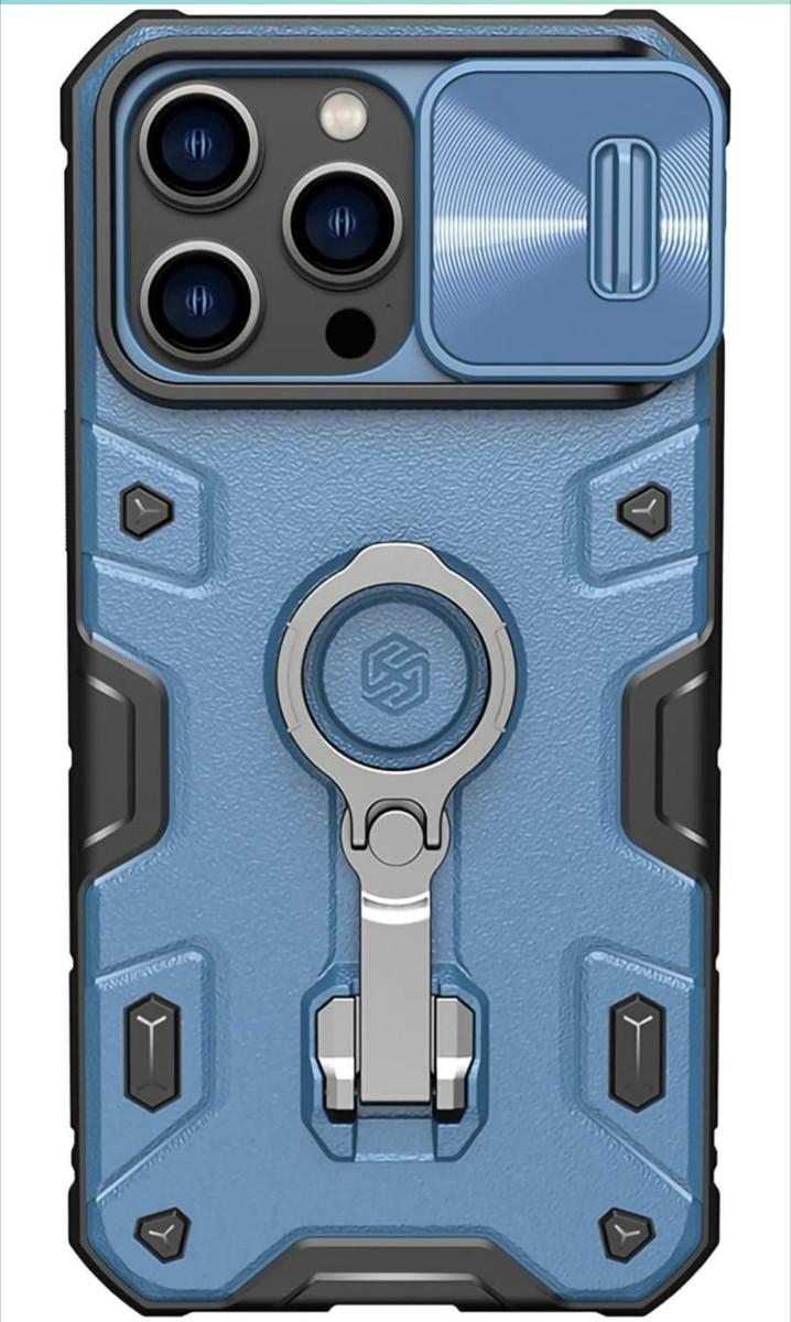 512h0910　iPhone14 Pro ケース リング 付き 耐衝撃 男性 スマホケース 米軍MIL規格取得 ブルー_画像7