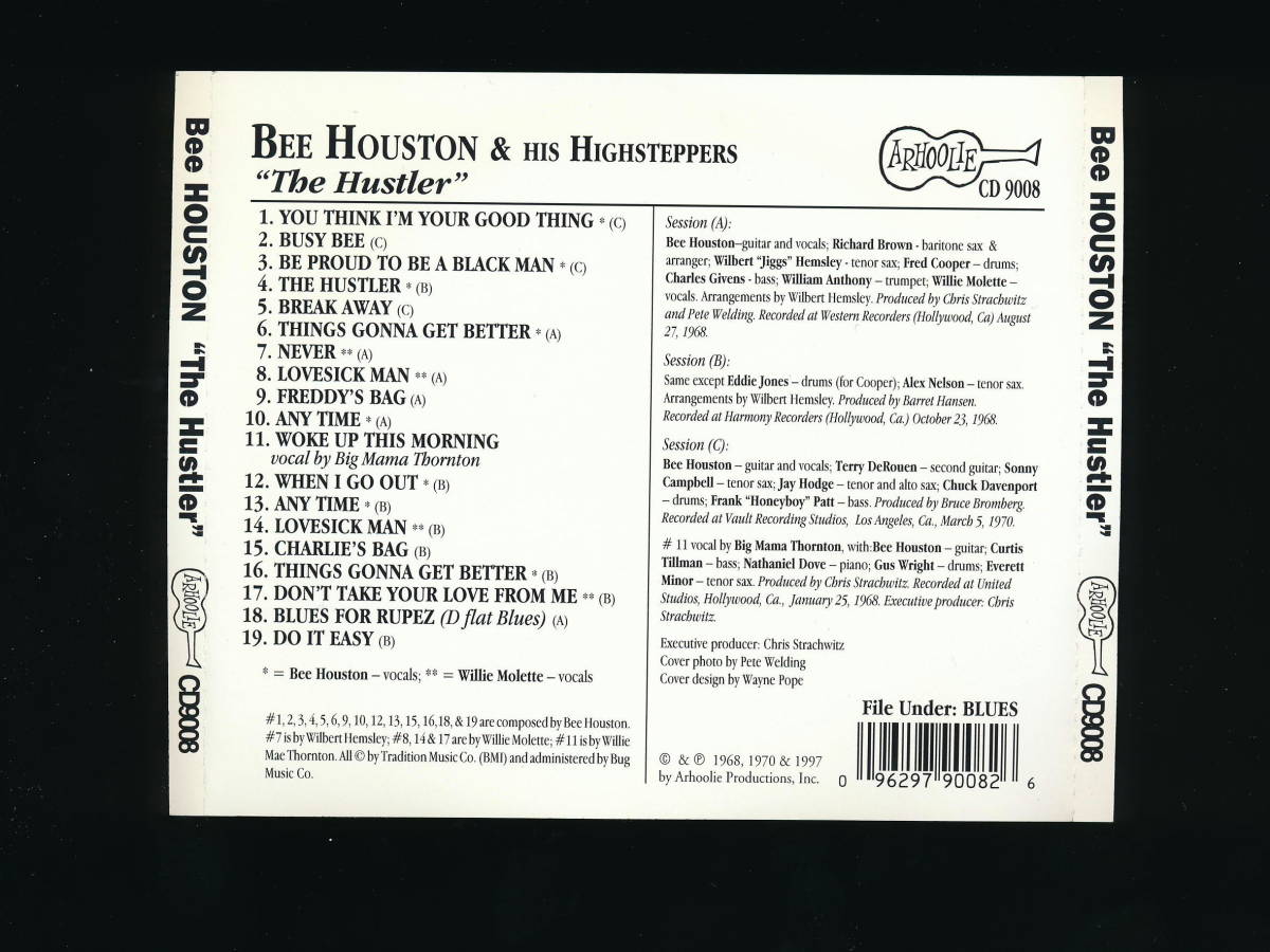 ☆BEE HOUSTON & HIS HIGH STEPPERS☆THE HUSTLER☆1997年輸入盤☆ARHOOLIE CD9008☆with Guest Artist BIG MAMA THORNTON☆_画像5