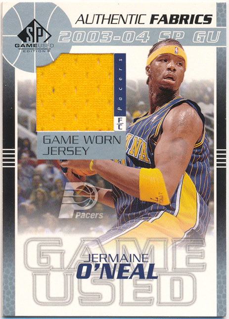 Jermaine O'Neal NBA 2003-04 Upper Deck SP Game Used Authentic Fabrics Jersey ジャージカード ジャーメイン・オニール_画像1