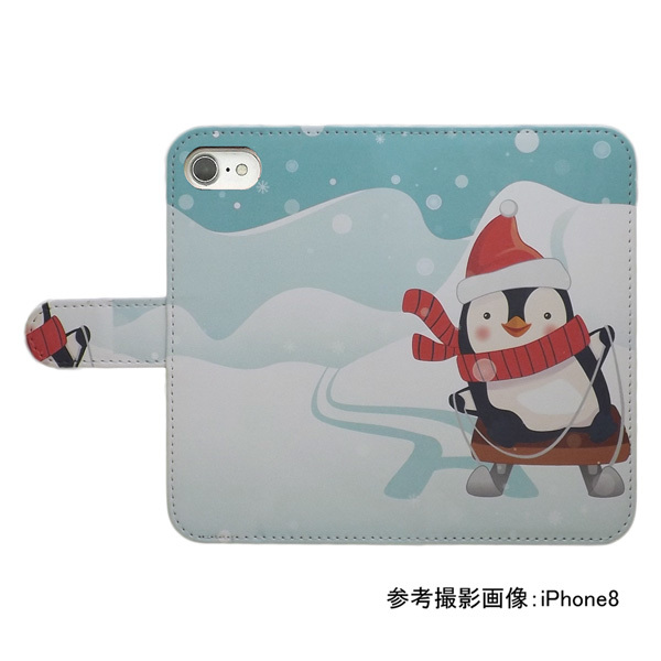 arrows We F-51B/FCG01/A101FC　スマホケース 手帳型 プリントケース ペンギン 雪 雪遊び そり 冬 クリスマス_画像2