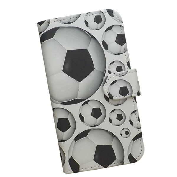 iPhone7 plus/iPhone8 plus　スマホケース 手帳型 プリントケース サッカーボール スポーツ モノトーン soccer_画像1