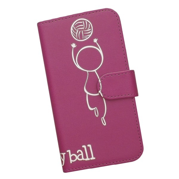 Redmi Note 11 Pro 5G　スマホケース 手帳型 バレーボール 排球 スポーツ モノトーン 棒人間 ピンク_画像1