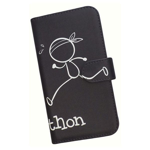 Redmi Note 11 Pro 5G　スマホケース 手帳型 プリントケース マラソン スポーツ モノトーン 棒人間_画像1
