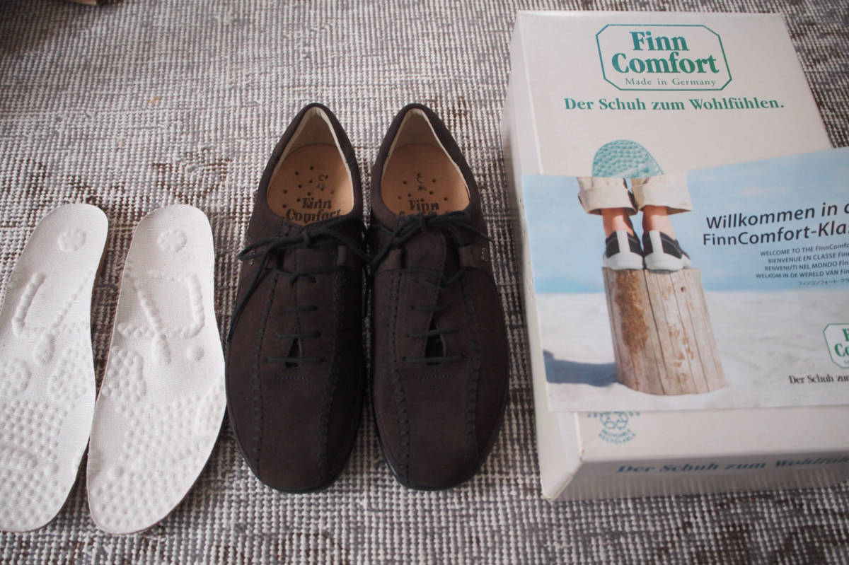 フィンコンフォート Finn Comfort 23.5cm 24cm スウェード 替えのインソール付き 健康靴 外反母趾 茶色 ドイツ 未使用 _画像1