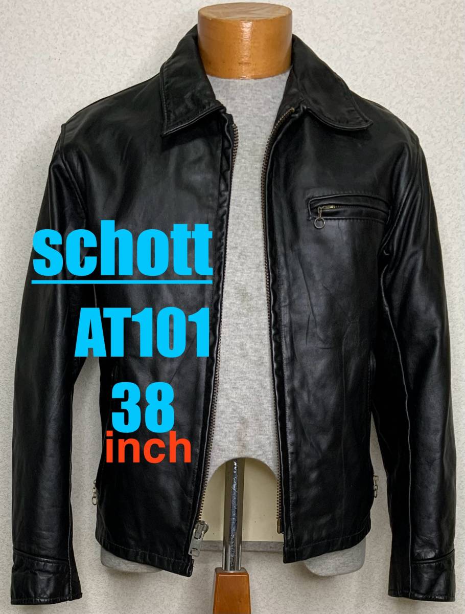 ①schott【38】AT101◇米国製 シングルライダース◇牛革ジャン ハーレーgpz_画像1