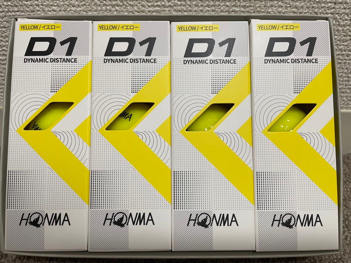【新品・イエロー】ゴルフボール　D1　ホンマ　HONMA　12球×4箱