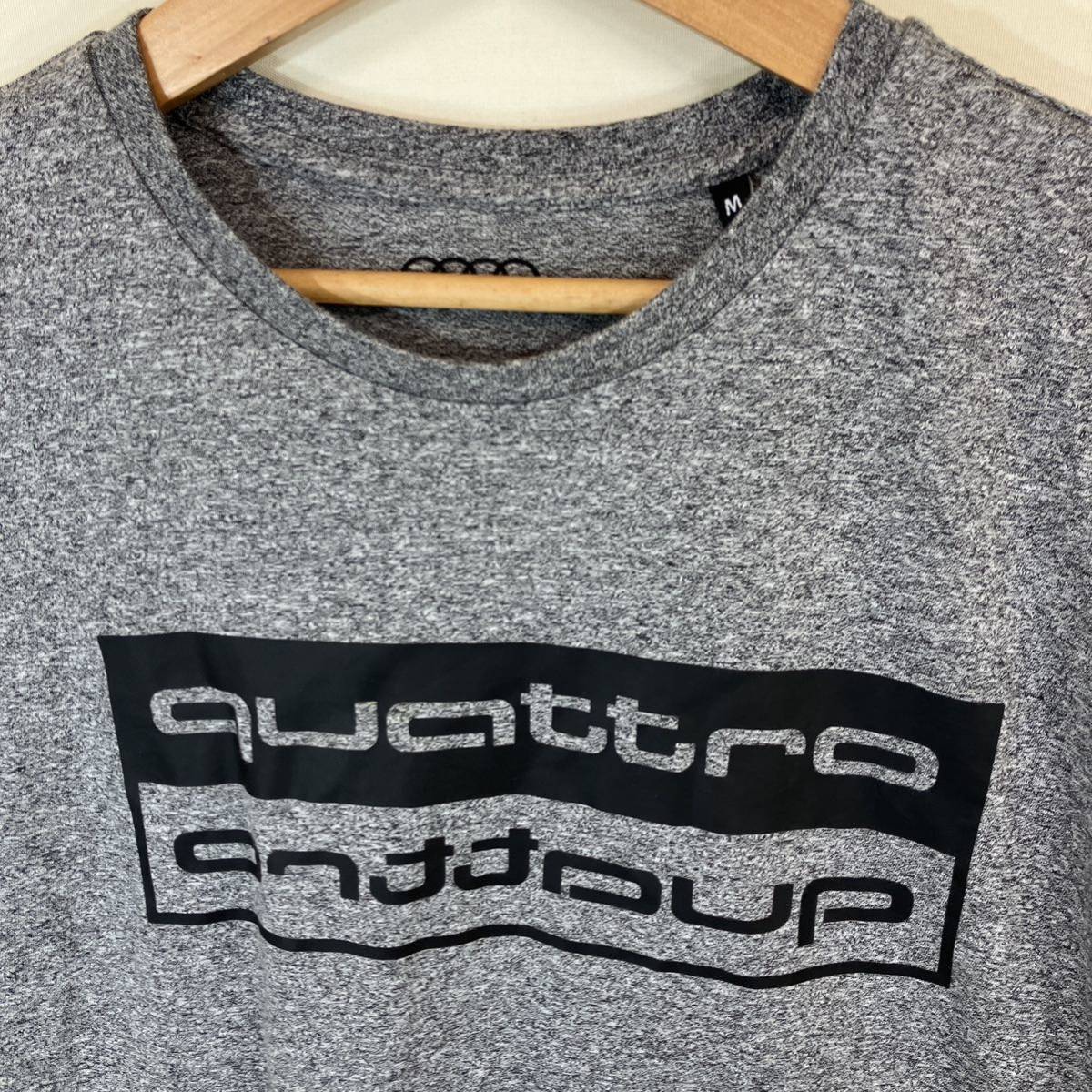 AUDI アウディ　QUATTLO クアトロ　tシャツ　4DW ロゴ　プリント　 size:M collar:GRY グレー_画像3