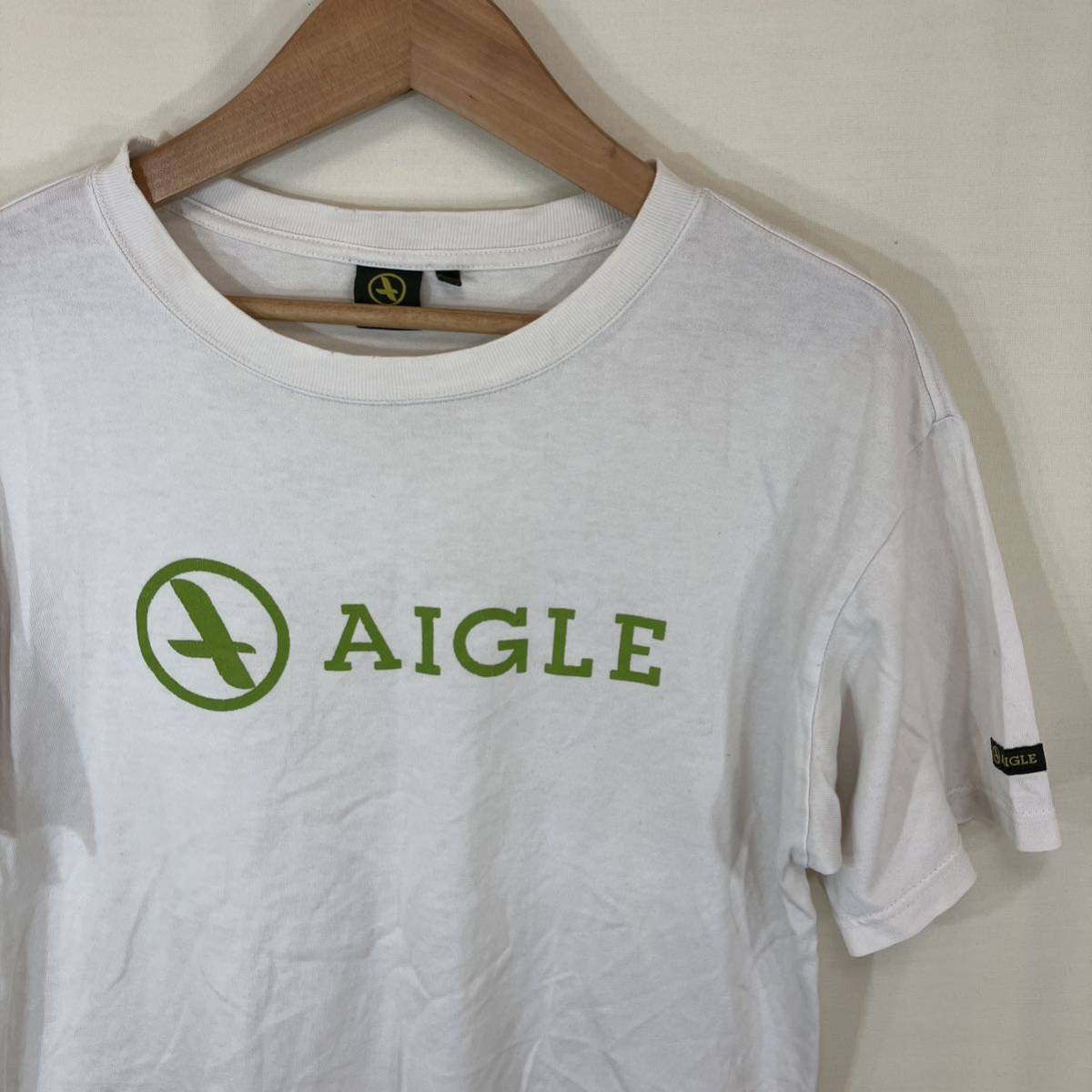 AIGLE エーグル　men's メンズ　tシャツ アウトドア　 size:M collar:White ホワイト