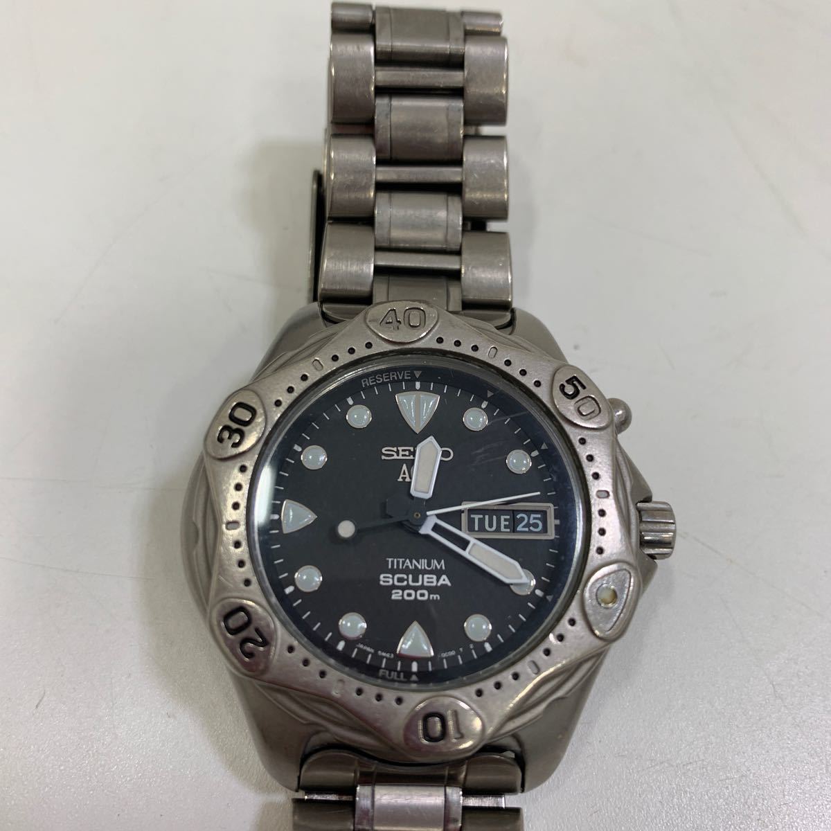 電池交換必要SEIKO セイコー AGS キネティック SCUBA チタン スキューバ 200ｍ　5M43-0B40 中古品　腕時計 _画像1