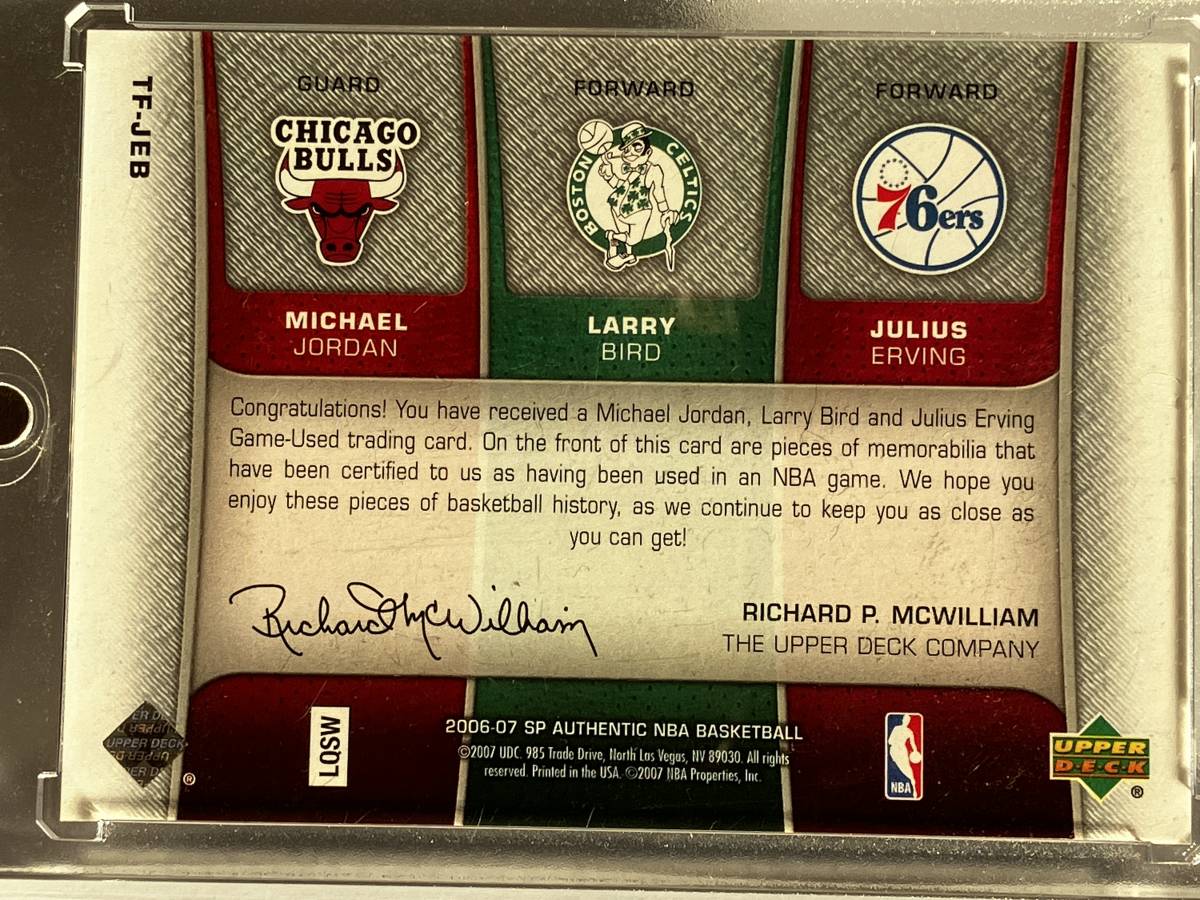 ★ MICHAEL JORDAN / LARRY BIRD / ERVING ★ 2006-07 SP AUTHENTICS [ Triple FABRIC /50 ] ★ ジョーダン_画像2