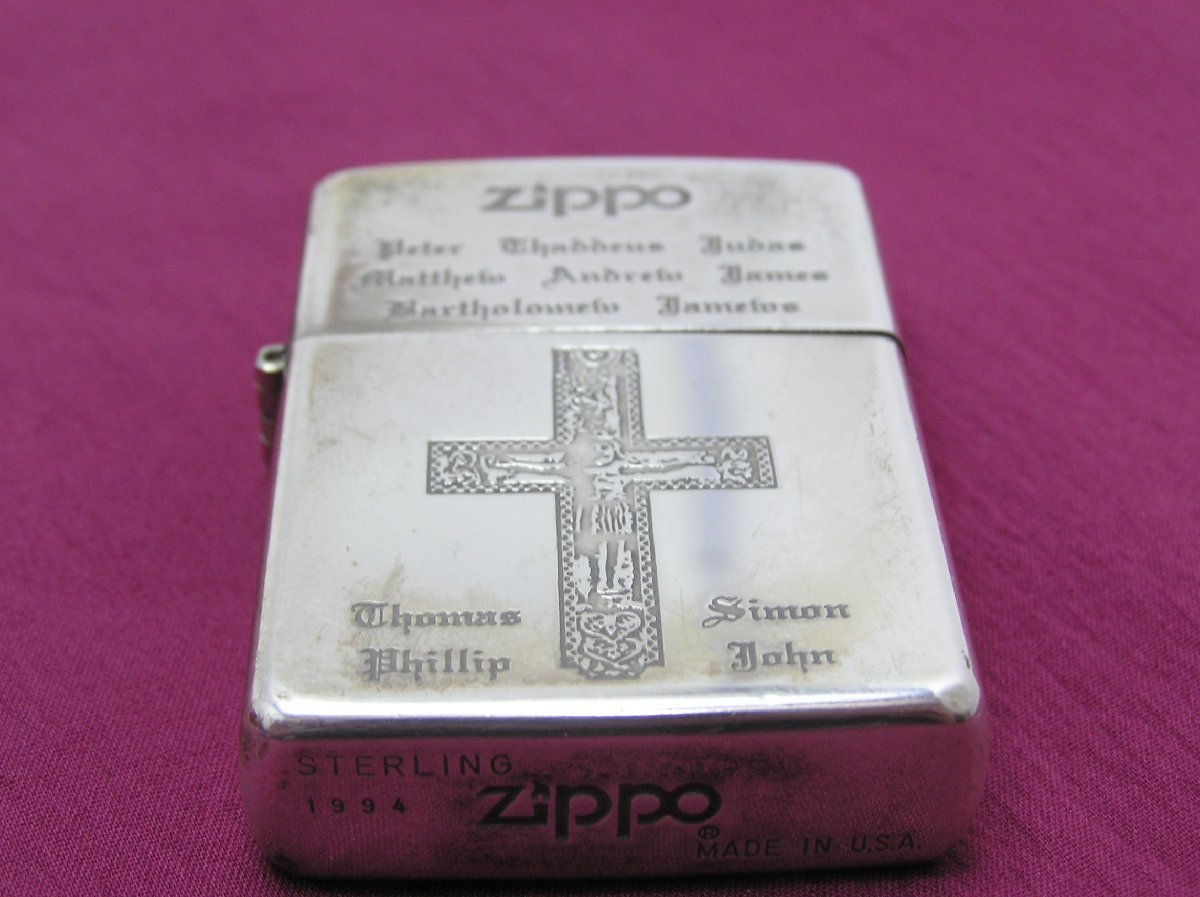 ★ハローカメラ★7885 Zippo LIGHTR 1994 STERLING【十字架】【銀】ジッポー 火花確認 スターリングシルバー 1円スタート 即決有り_画像6