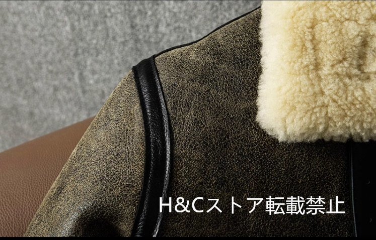 スタイル B-3 高品質 フライトジャケット 羊革 ラムウール 毛皮 レザージャケット ブルゾン 厳冬対策 S~6XL_画像7