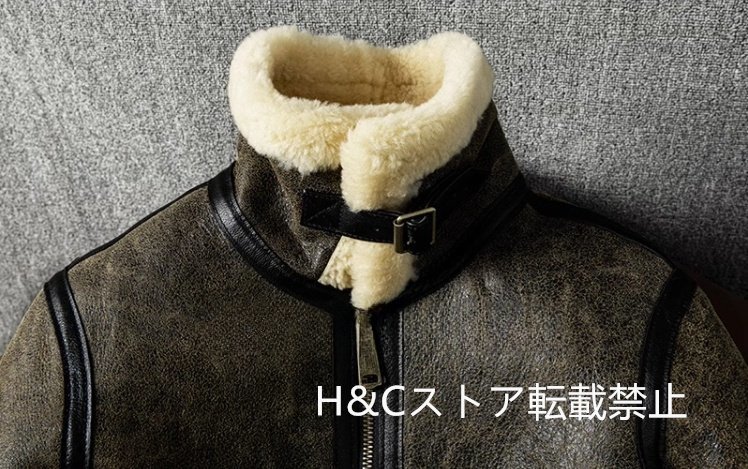 スタイル B-3 高品質 フライトジャケット 羊革 ラムウール 毛皮 レザージャケット ブルゾン 厳冬対策 S~6XL_画像6