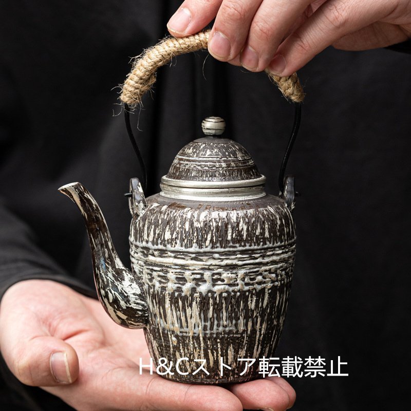 職人手作り 陶器 煎茶道具 茶壺 茶壷 急須 常滑焼 茶器 茶道具 湯呑 茶托 容量：270ML