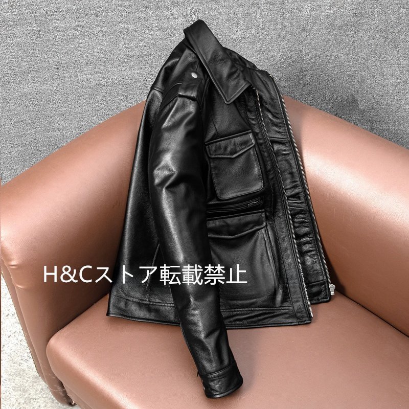 メンズ 革ジャン ライダース 牛革 M65 レザージャケット ハーレー バイクウエア ブルゾン オートバイ 本革 M~5XL_画像3