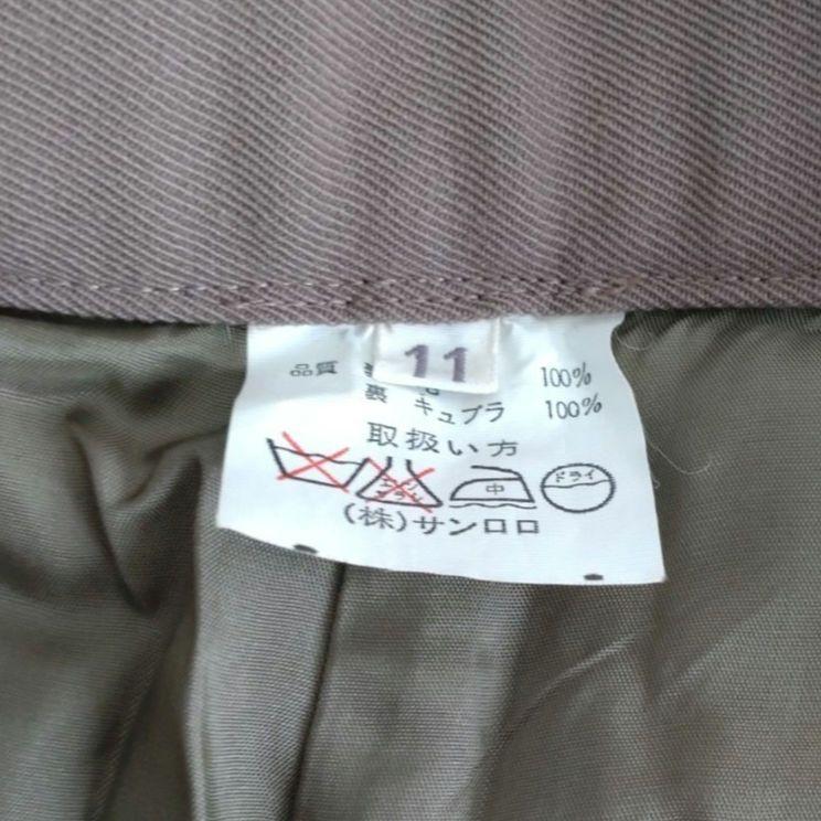 KF591　テーパードパンツ　【M～Ｌ】スラックス ツータック ポケット刺繍 金ボタン 茶色　ブラウン_画像6