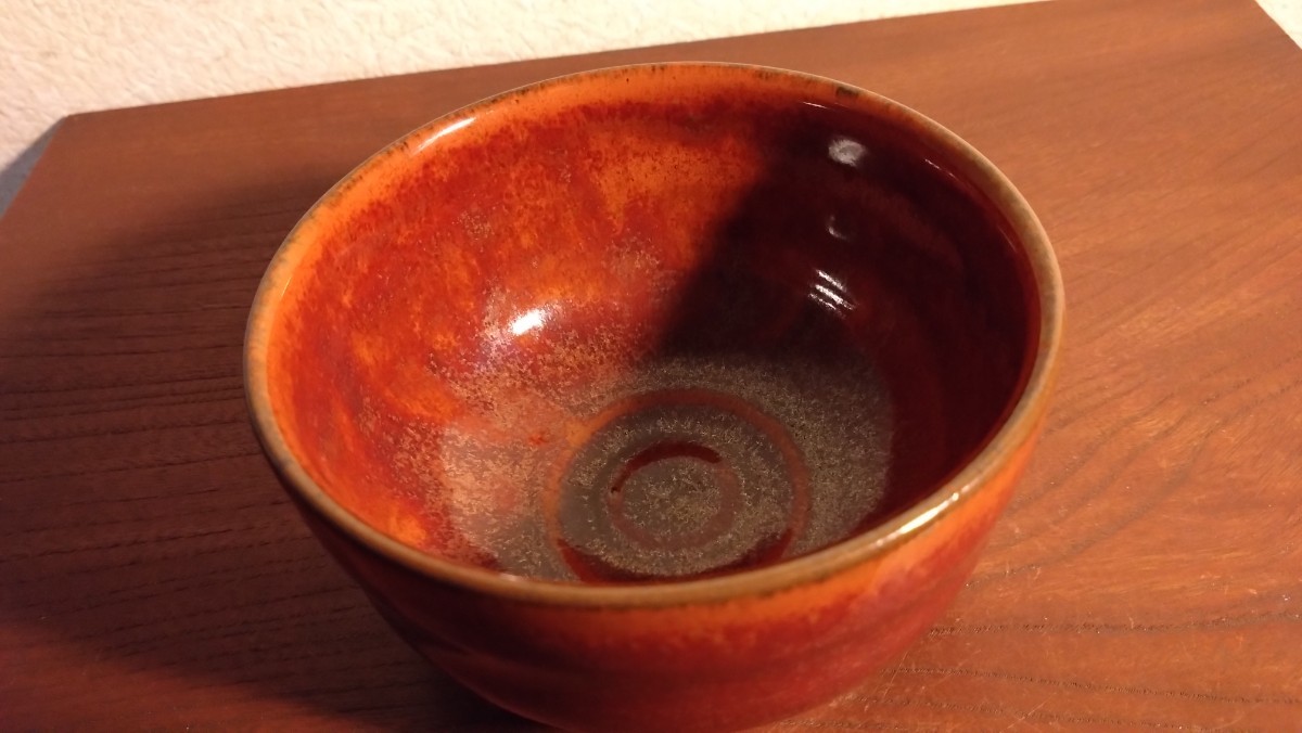 抹茶碗　茶道具　赤釉　赤膚焼　アンティーク茶道具　蔵出し　１客_画像3