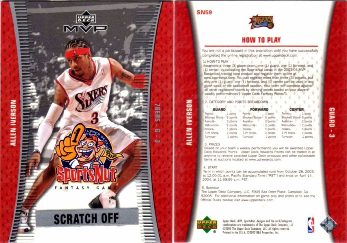 Allen Iverson 03-04 MVP Sportsnut Fantasy_画像1